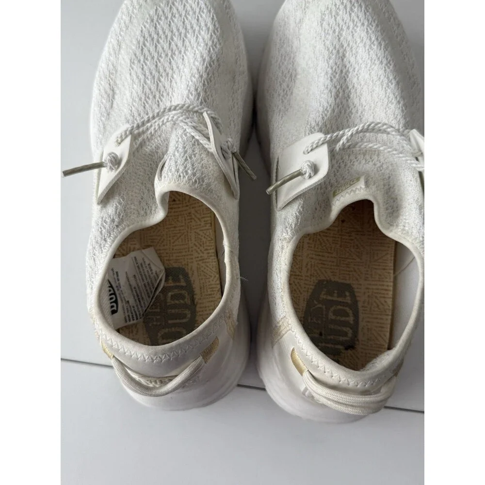 Hey Dude Women's Sirocco Crochet Mesh Loafers White Gold Women 8